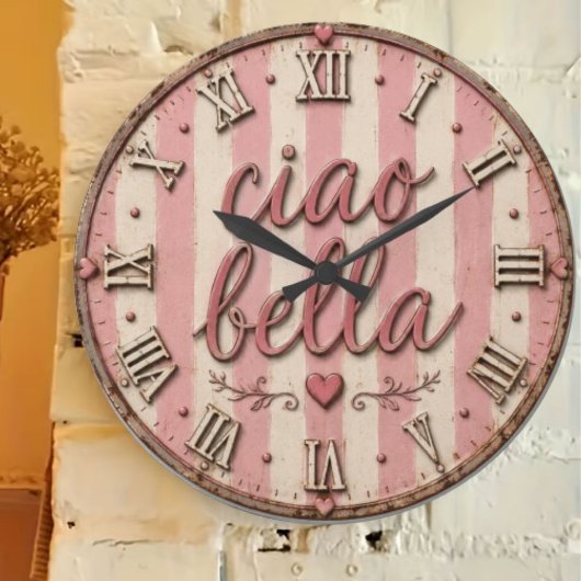 Ciao Bella Italian Kitchen Rustic Farmhouse ラージ壁時計