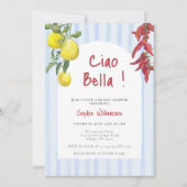Ciao Bella Italian Lemons Stripes Bridal Shower 招待状 (正面)