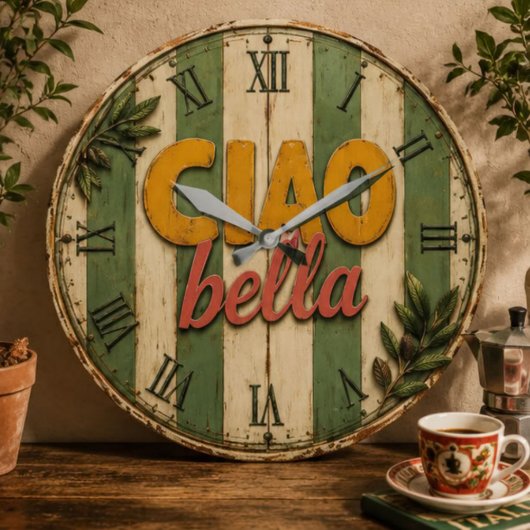 Ciao Bella Italian Rustic Kitchen ラージ壁時計