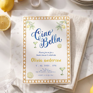 Ciao Bella lemon Citrus Italian Bridal Shower 招待状