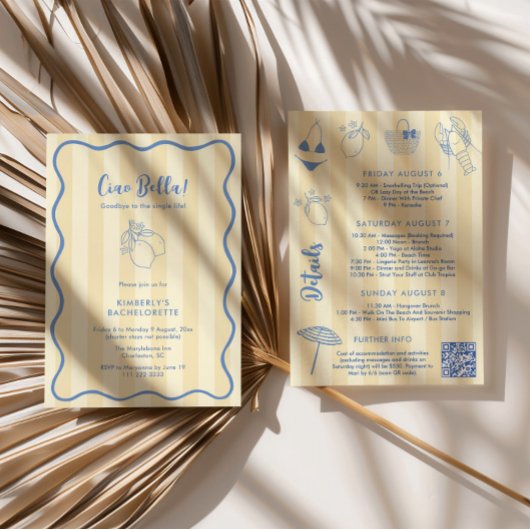 Ciao Bella Squiggle Border Bachelorette Weekend 招待状