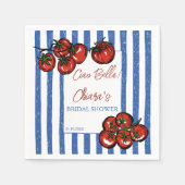 Ciao bella tomato stripes Italian bridal shower スタンダードカクテルナプキン (正面)
