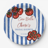 Ciao bella tomato stripes Italian bridal shower ペーパープレート (正面)