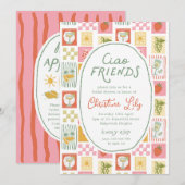 Ciao Friends Italian Hand-drawn Bridal Shower  招待状 (正面/裏面)