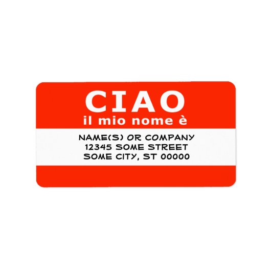 CIAO il mio nome e ラベル (正面)