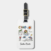 Ciao! Italian Amalfi Coast Hand Drawn Custom Name ラゲッジタグ (正面縦)