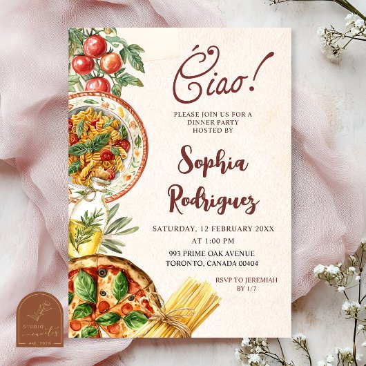 Ciao Italian Dinner Party Invitation 招待状