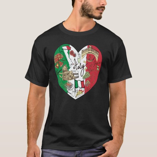 Ciao Italy Cool Italy Graphic Flag Heart Cute Ital Tシャツ (正面)