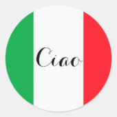 Ciao Italy italian flag ラウンドシール (正面)