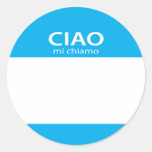 Ciao Mi Chiamoハローイタリアン名札 ラウンドシール (正面)