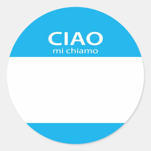 Ciao Mi Chiamoハローイタリアン名札 ラウンドシール (正面)