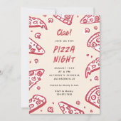 Ciao Red Hand-Drawn Pizza Night Party 招待状 (正面)