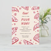 Ciao Red Hand-Drawn Pizza Night Party 招待状 (スタンド正面)