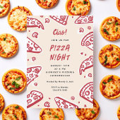 Ciao Red Hand-Drawn Pizza Night Party 招待状
