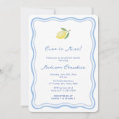 Ciao To Miss Dolce Vita Blue Yellow Bridal Shower 招待状 (正面)