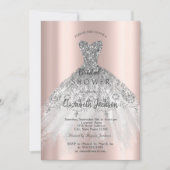 Cicバラ金ゴールドグリッタードレス、ブライダルシャワーインビタット 招待状 (正面)