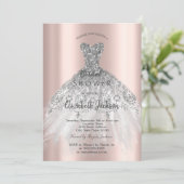 Cicバラ金ゴールドグリッタードレス、ブライダルシャワーインビタット 招待状 (スタンド正面)