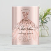 Cicバラ金ゴールドグリッタードレス、ブライダルシャワー 招待状 (スタンド正面)