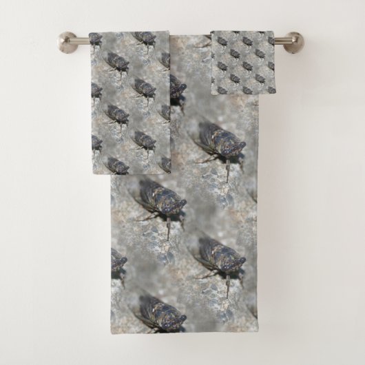 Cicadaバグ顔自然パターン バスタオルセット (インサイチュ)