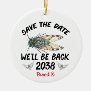 Cicada 2021 2038年に戻る日付を保存 セラミックオーナメント
