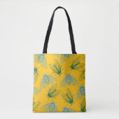 Cicada Botanical Pattern Yellow Break Out トートバッグ (正面)