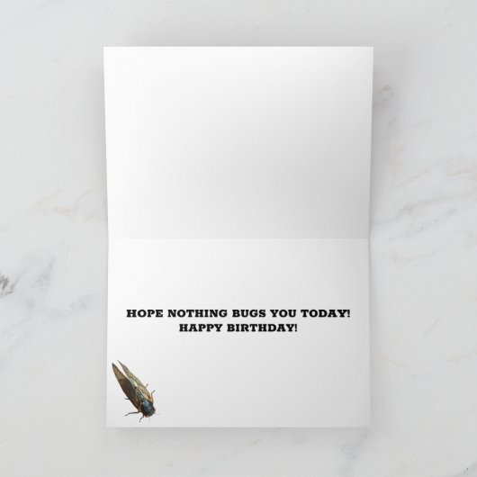 Cicada Bugの写真、昆虫のパーソナライズされた誕生日 カード (内部)