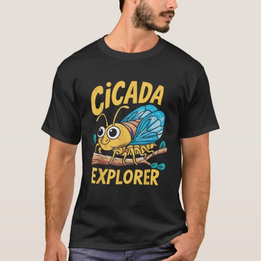 Cicada Explorerかわいい夏のバグアドベンチャーキッズおもしろい Tシャツ (正面)