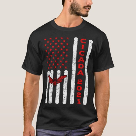 Cicada Invasion 2021 Insect Brood X American Flag  Tシャツ (正面)