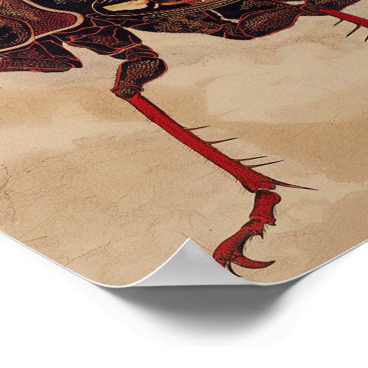 Cicada ukiyo-e style with copy space ポスター (角)