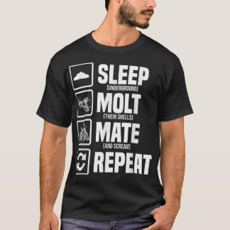 Cicadasライフサイクルスリープモルトメートリピートエントモロ Tシャツ