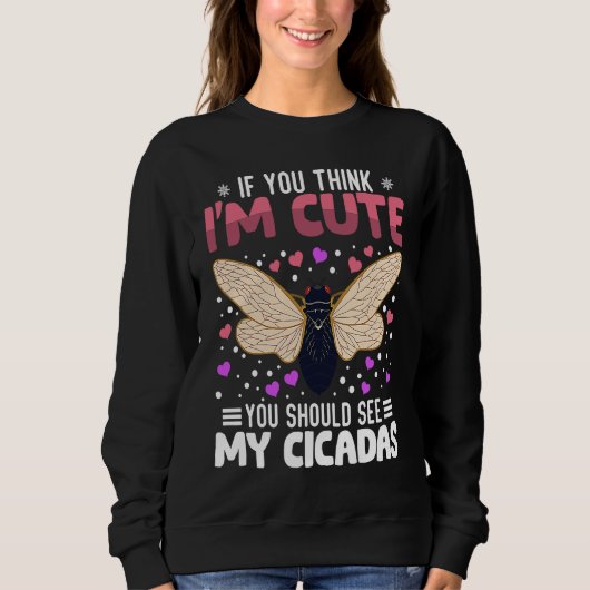 Cicadas Heart Valentine's Day Animal For Womens Ki スウェットシャツ (正面)