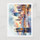 Cicinnatiオハイオ有名な旅行の場所の水色 ポストカード (正面)