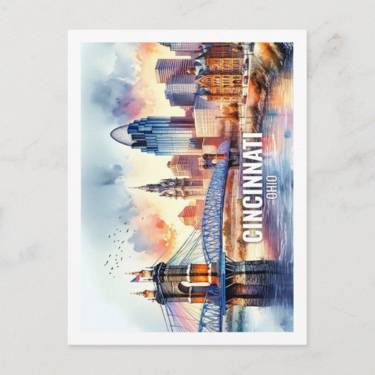 Cicinnatiオハイオ有名な旅行の場所の水色 ポストカード (正面)