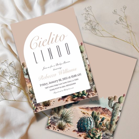 Cielitoメキシコのベージュカボス赤ちゃんシャワー 招待状