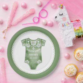 Cielitoリンドセージ緑のボディスーツ赤ちゃんシャワー ペーパープレート