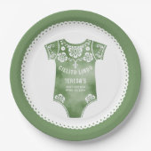 Cielitoリンドセージ緑のボディスーツ赤ちゃんシャワー ペーパープレート (正面)