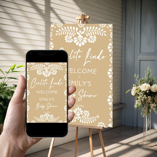 Cielitoリンドメベージュベイビーシャワー歓迎サイン ポスター