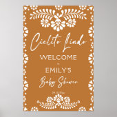 Cielitoリンドterracotta赤ちゃんシャワー歓迎のサイン ポスター (正面)