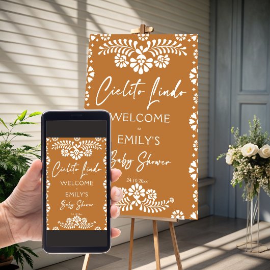 Cielitoリンドterracotta赤ちゃんシャワー歓迎のサイン ポスター