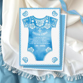 Cielito Lindoかわいい青いボディスーツの男の子の赤ちゃんシャワー サンキューカード