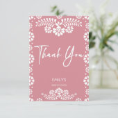 Cielito lindoほこりっぽいピンクのメキシコの赤ちゃんシャワー サンキューカード (スタンド正面)