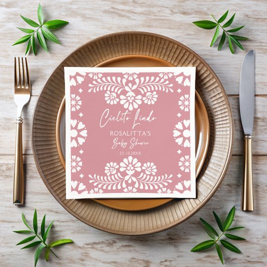 Cielito lindoほこりっぽいピンクのメキシコの赤ちゃんシャワー スタンダードカクテルナプキン