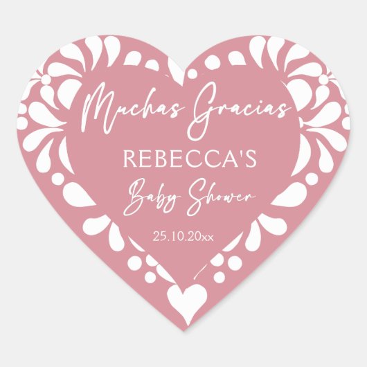 Cielito lindoほこりっぽいピンクのメキシコの赤ちゃんシャワー ハートシール (正面)