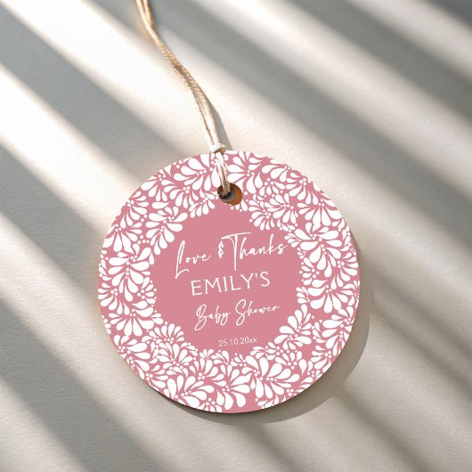 Cielito lindoほこりっぽいピンクのメキシコの赤ちゃんシャワー フェイバータグ