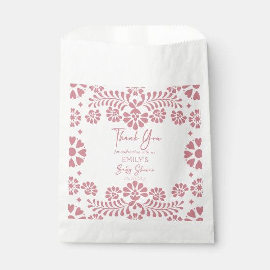 Cielito lindoほこりっぽいピンクのメキシコの赤ちゃんシャワー フェイバーバッグ (正面)
