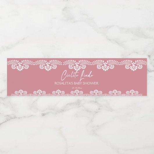 Cielito lindoほこりっぽいピンクのメキシコの赤ちゃんシャワー ペットボトルラベル (シングルラベル)