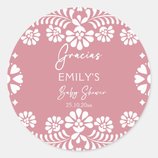 Cielito lindoほこりっぽいピンクのメキシコの赤ちゃんシャワー ラウンドシール (正面)
