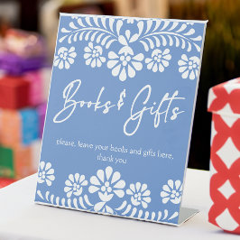 Cielito lindoほこりっぽい青い赤ちゃんシャワーのギフトテーブル 台座サイン