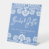 Cielito lindoほこりっぽい青い赤ちゃんシャワーのギフトテーブル 台座サイン (正面)