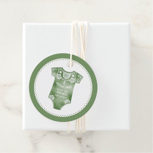 Cielito Lindoセージ緑ありがとう赤ちゃんシャワー フェイバータグ (インサイチュ)